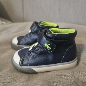 See Kai Run Basics Toddler Size 4 Sneakers Navy Green Easy Strap Closure Shoes